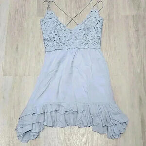 NWT Chelsea & Violet Women's Floral Lace Ruffle Dress Light Blue Small